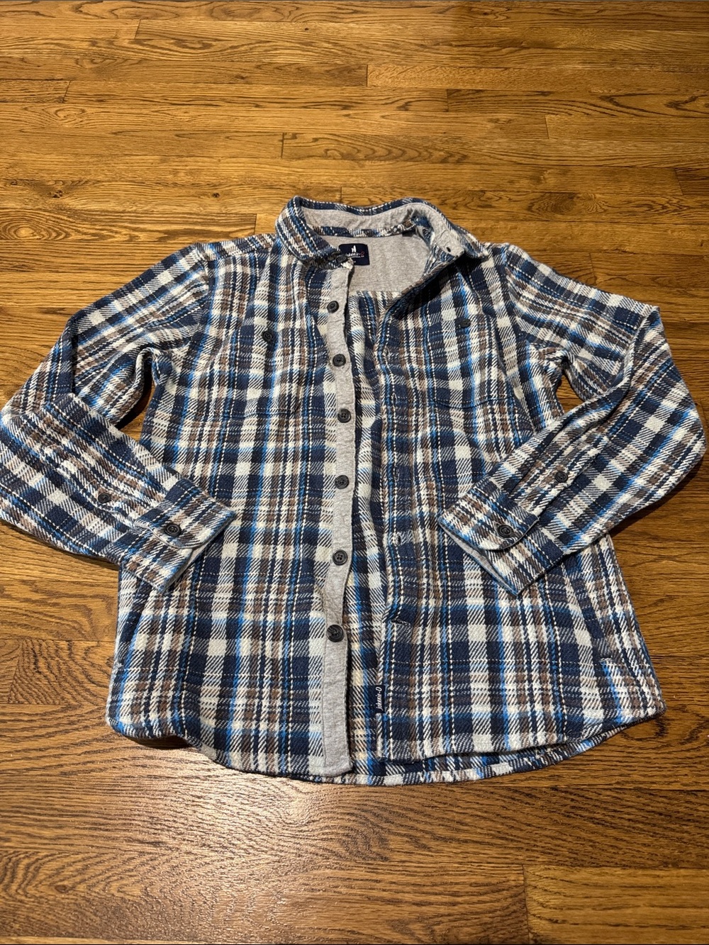 Kids Johnnie-O Blue & Brown Plaid Shacket